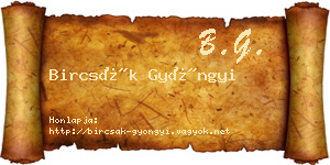 Bircsák Gyöngyi névjegykártya